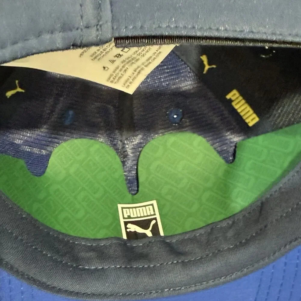 Puma NWT kids hat Adjustable Puma youth cap in blue with yellow details